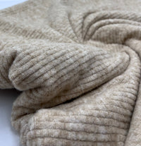 Oatmeal Soft New Brushed Cosy Wide Rib Stretch Fabric - T9 Fabrics