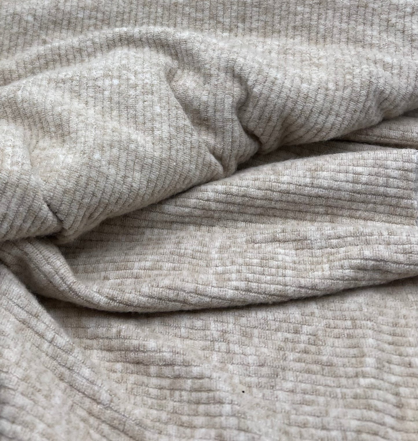 Oatmeal Soft New Brushed Cosy Wide Rib Stretch Fabric - T9 Fabrics