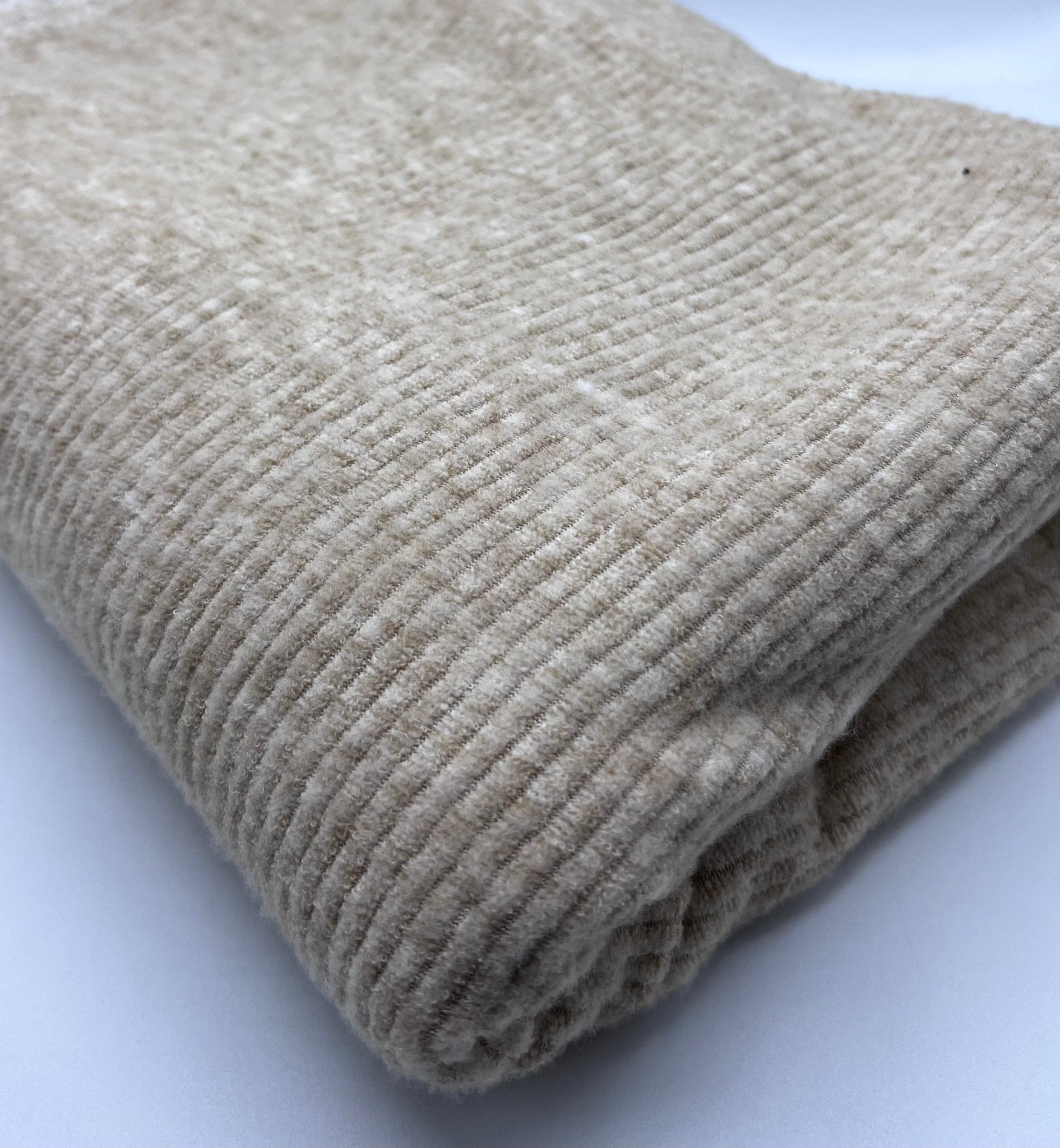 Oatmeal Soft New Brushed Cosy Wide Rib Stretch Fabric - T9 Fabrics