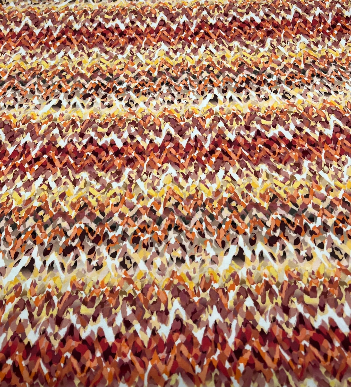 Orange Mix Print Soft Touch 4 Way Stretch Fabric - T9 Fabrics