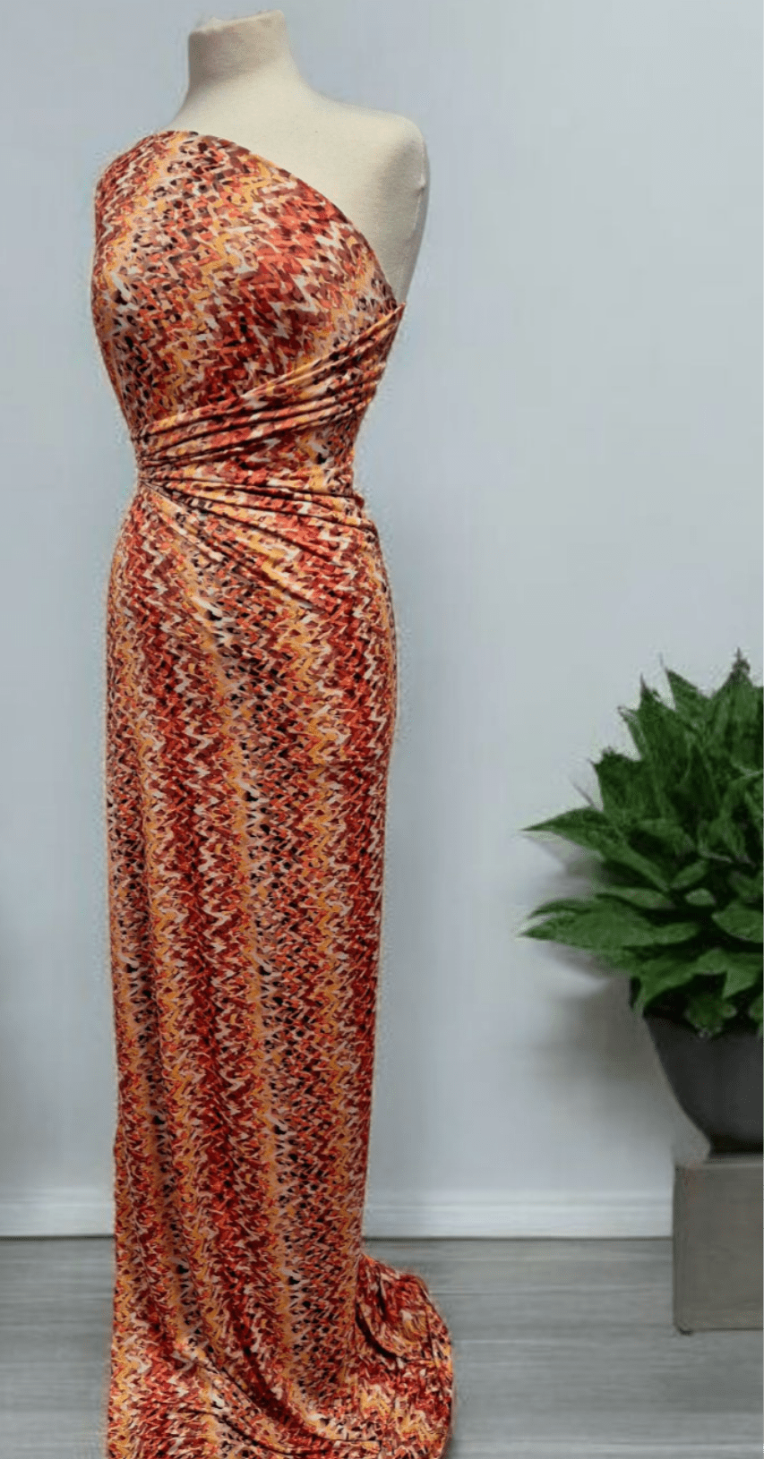 Orange Mix Print Soft Touch 4 Way Stretch Fabric - T9 Fabrics