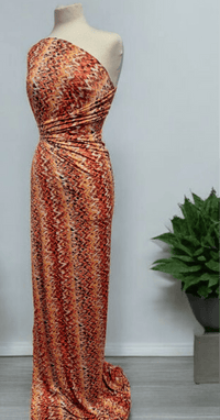 Orange Mix Print Soft Touch 4 Way Stretch Fabric - T9 Fabrics