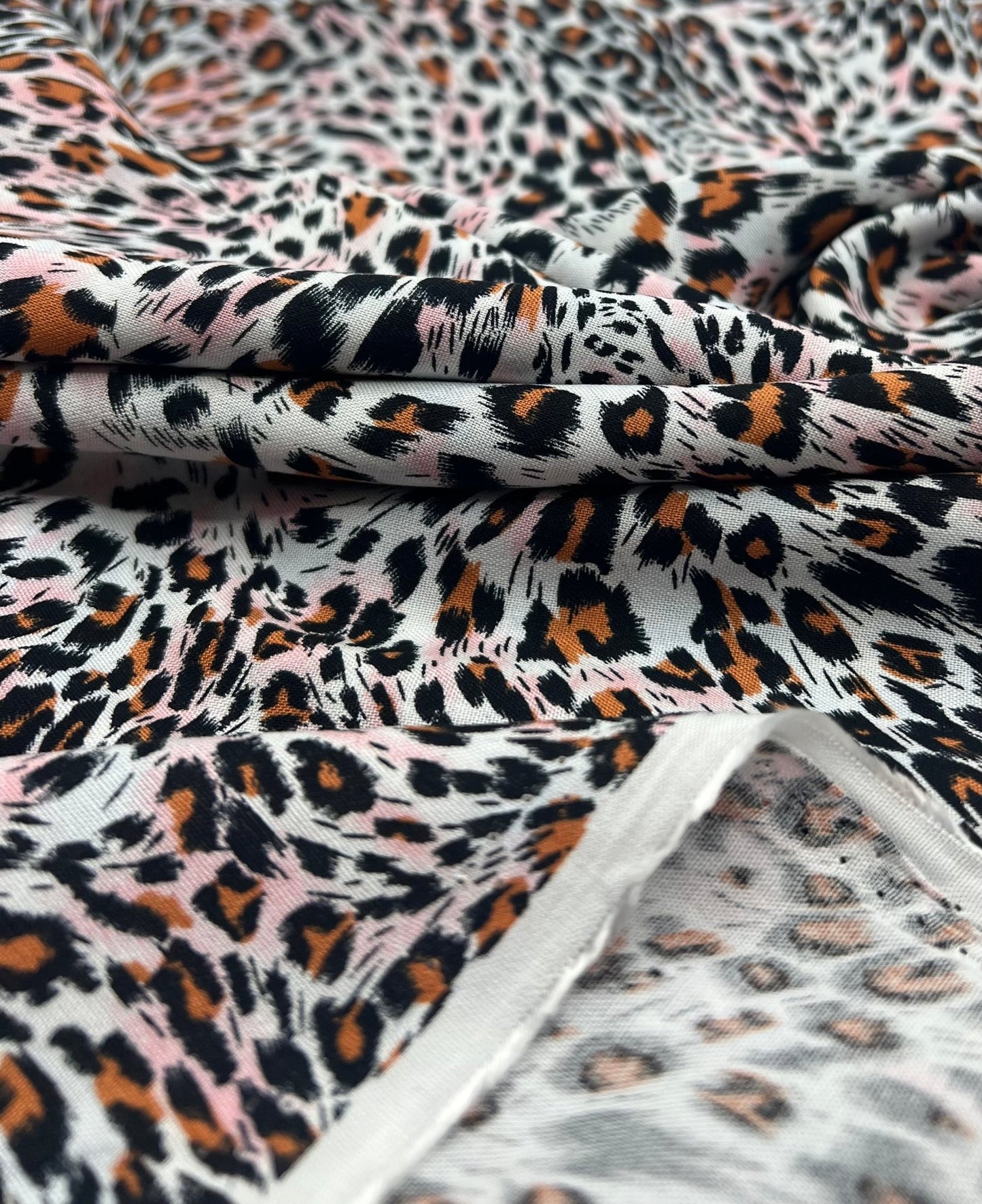Orange Pink Animal Mix 100% Viscose Non Stretch Fabric - T9 Fabrics