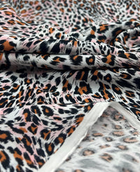 Orange Pink Animal Mix 100% Viscose Non Stretch Fabric - T9 Fabrics