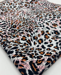 Orange Pink Animal Mix 100% Viscose Non Stretch Fabric - T9 Fabrics