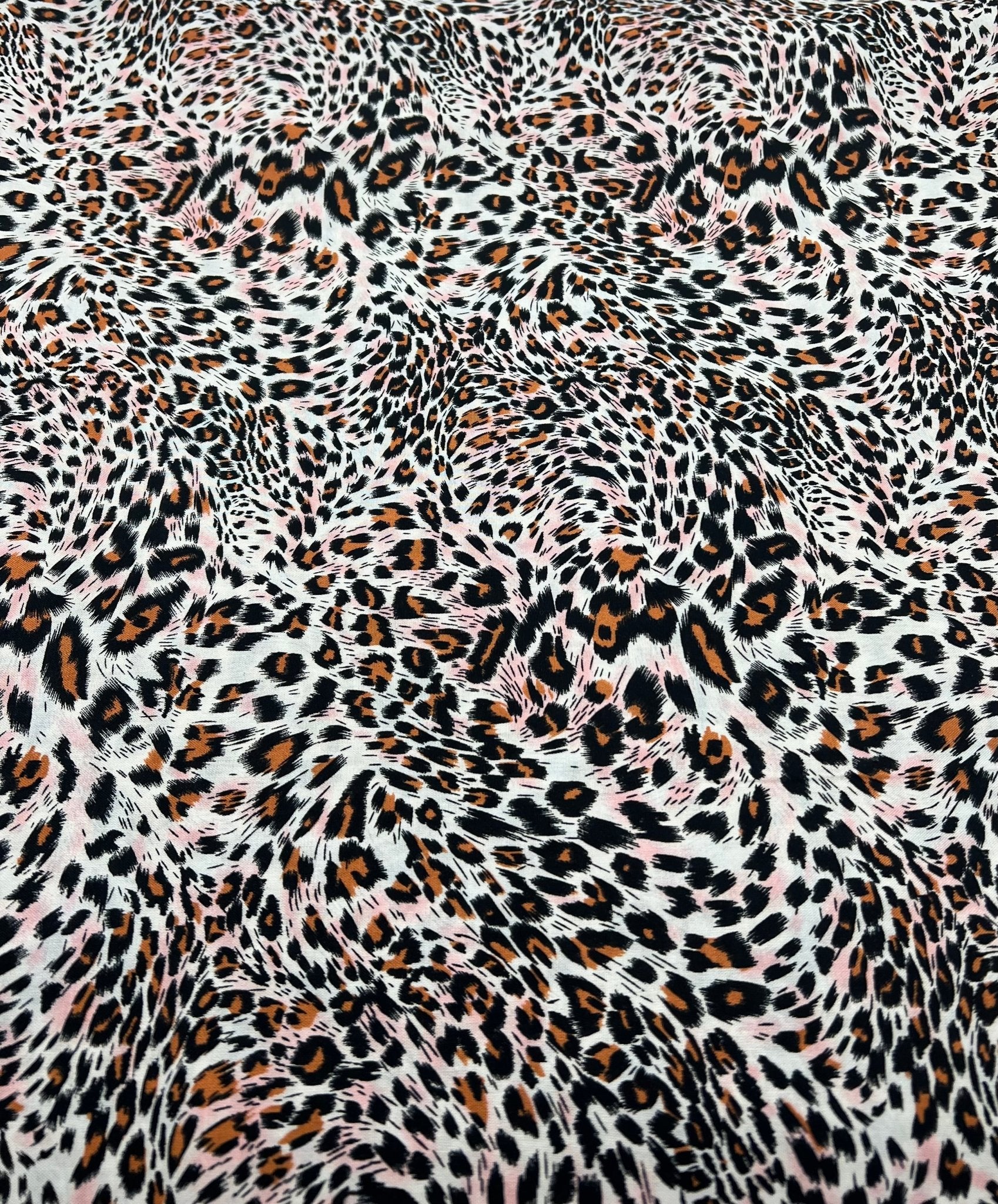 Orange Pink Animal Mix 100% Viscose Non Stretch Fabric - T9 Fabrics