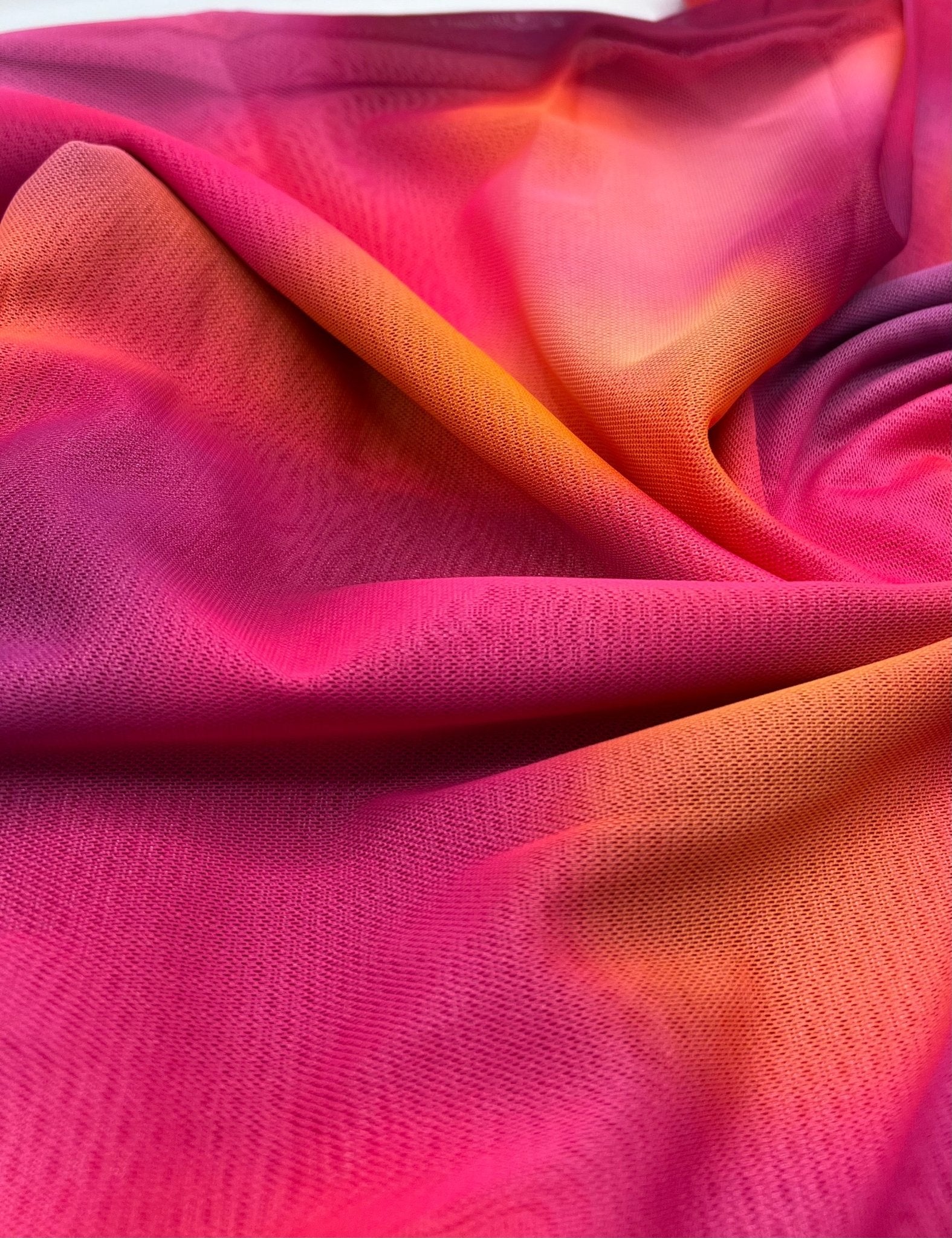 Orange Pink Coloured Mesh Fabric Stretch - T9 Fabrics