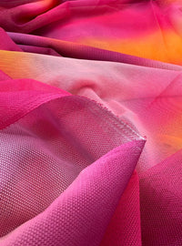 Orange Pink Coloured Mesh Fabric Stretch - T9 Fabrics