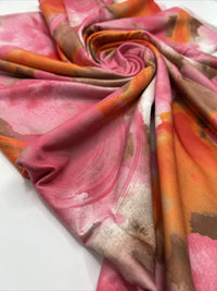 Orange Pink Print Soft Touch Stretch Fabric - T9 Fabrics