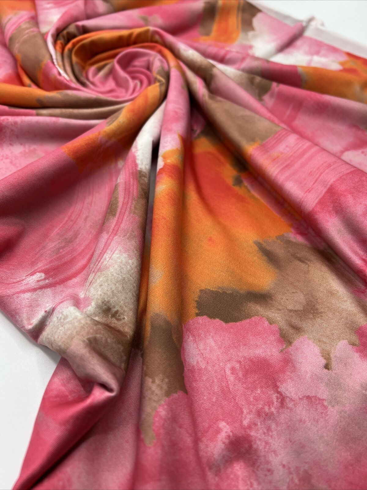 Orange Pink Print Soft Touch Stretch Fabric - T9 Fabrics