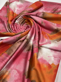 Orange Pink Print Soft Touch Stretch Fabric - T9 Fabrics