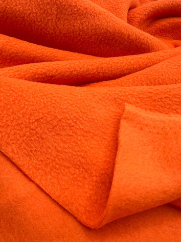 Orange Plain Anti - Pil Polar Fleece Fabric Blanket Loungewear - T9 Fabrics