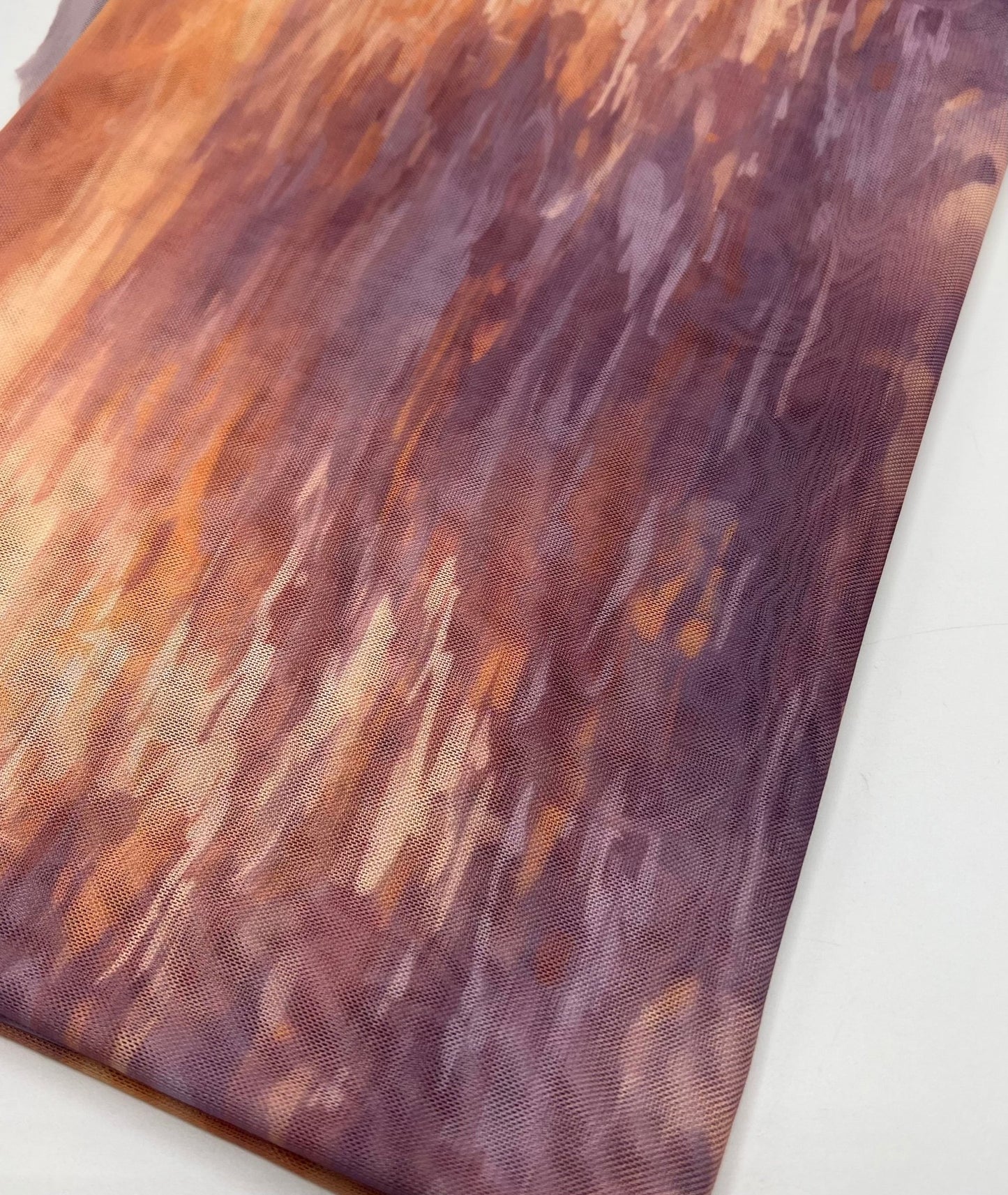 Orange Purple Mix Print Mesh Fabric Stretch - T9 Fabrics