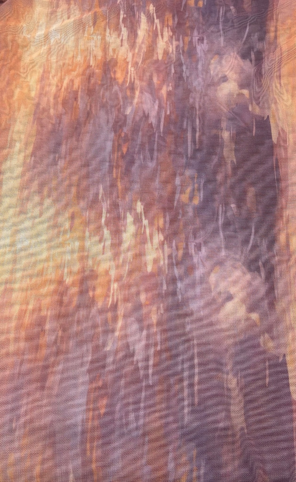 Orange Purple Mix Print Mesh Fabric Stretch - T9 Fabrics