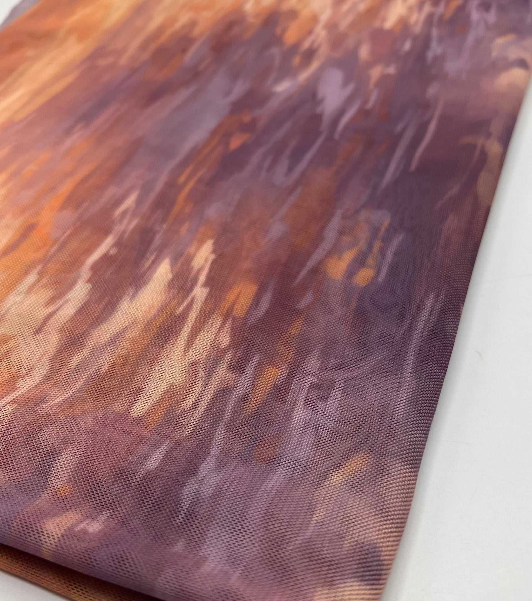 Orange Purple Mix Print Mesh Fabric Stretch - T9 Fabrics