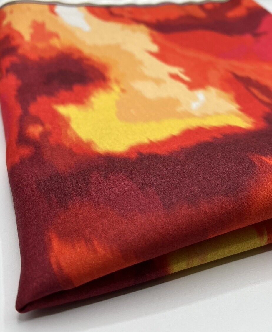 Orange Red Printed Bengaline Fabric - T9 Fabrics