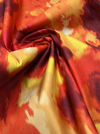 Orange Red Printed Bengaline Fabric - T9 Fabrics