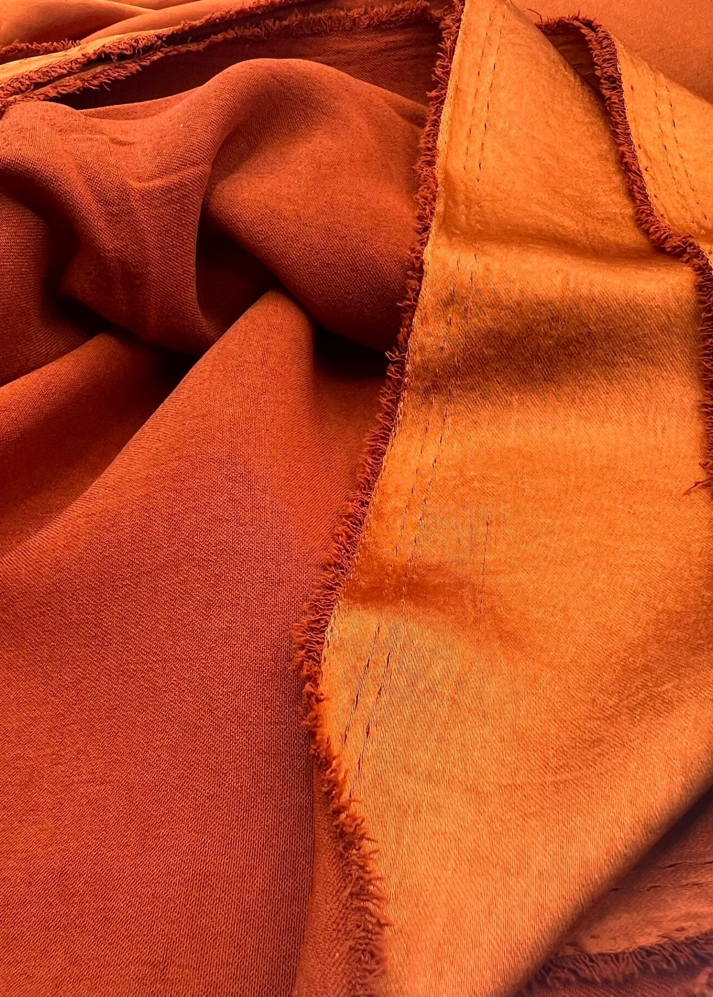 Orange Rust Satin Dress Craft Non Stretch Fabric - T9 Fabrics