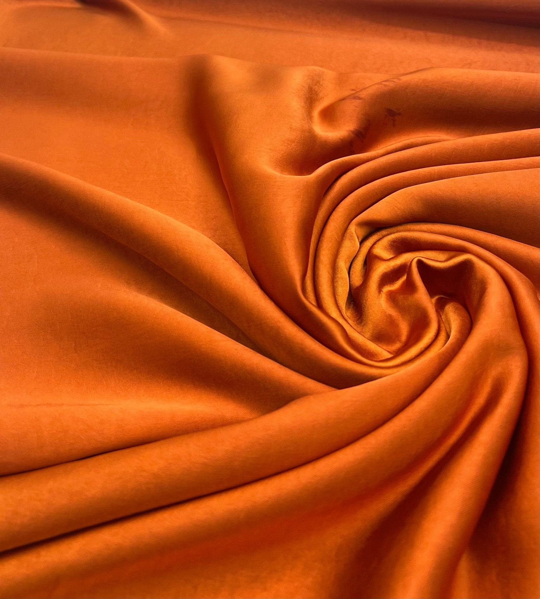 Orange Rust Satin Dress Craft Non Stretch Fabric - T9 Fabrics