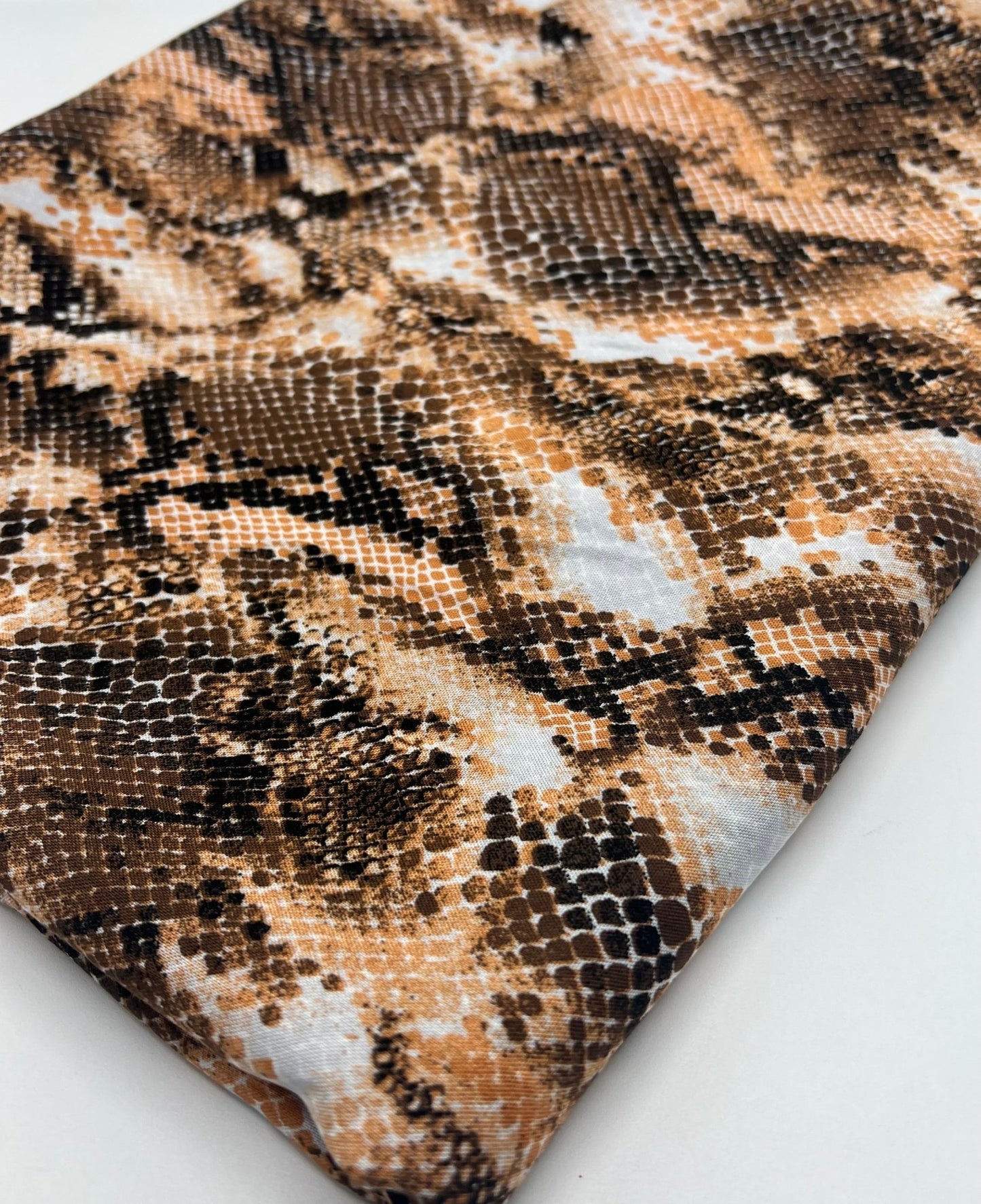 Orange Snake Mix 100% Viscose Non Stretch Fabric - T9 Fabrics