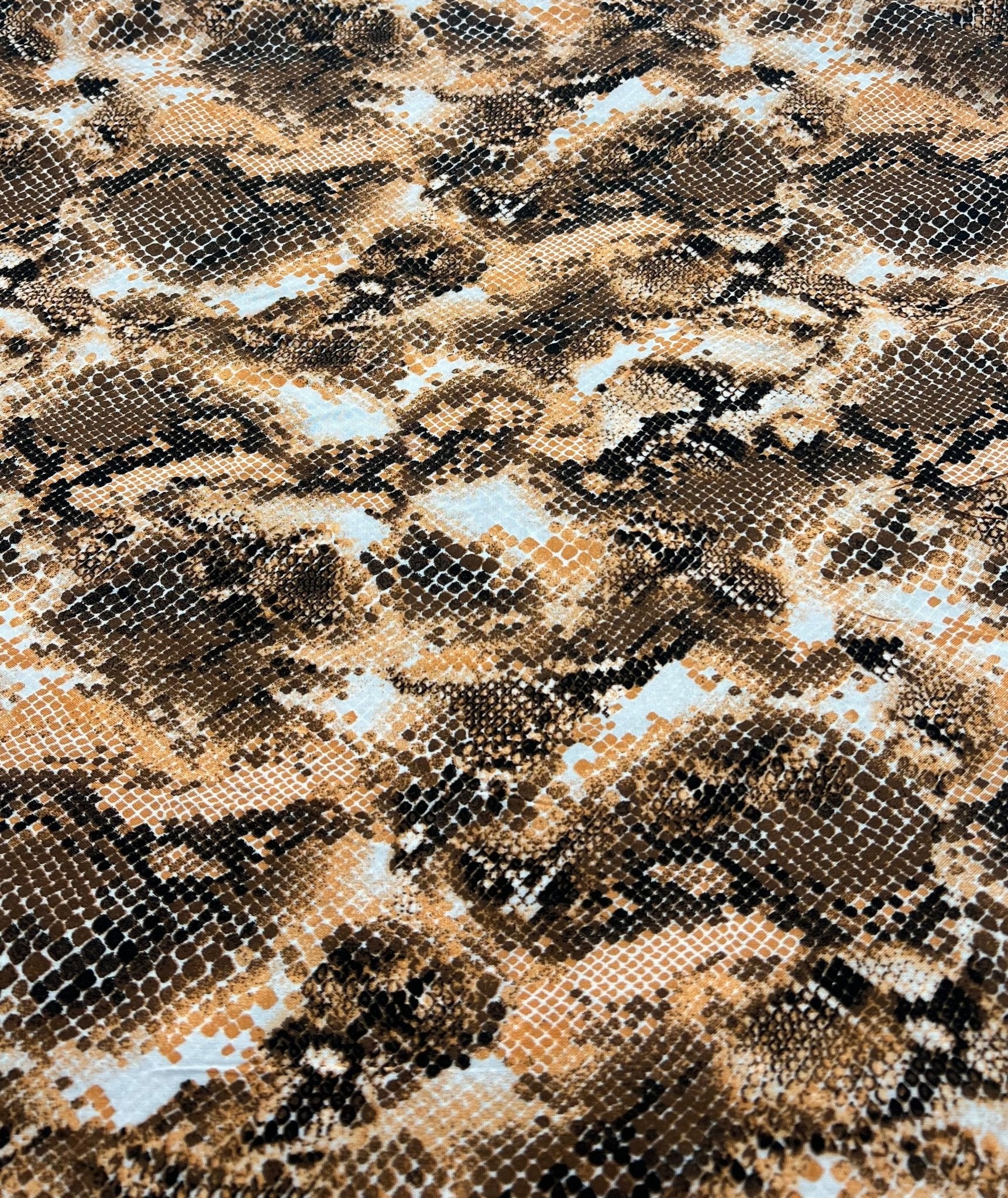 Orange Snake Mix 100% Viscose Non Stretch Fabric - T9 Fabrics