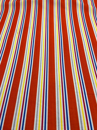 Orange Stripe Print 2X1 Fine Rib Stretch Fabric - T9 Fabrics