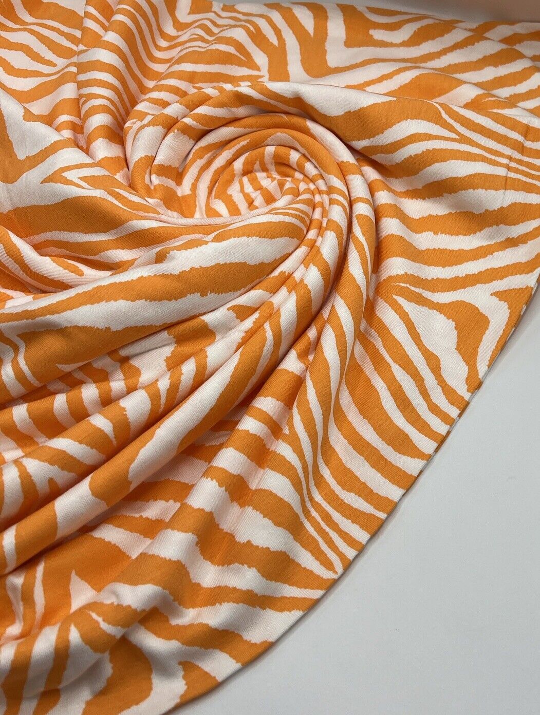 Orange Zebra Print Viscose Elastane Fabric - T9 Fabrics