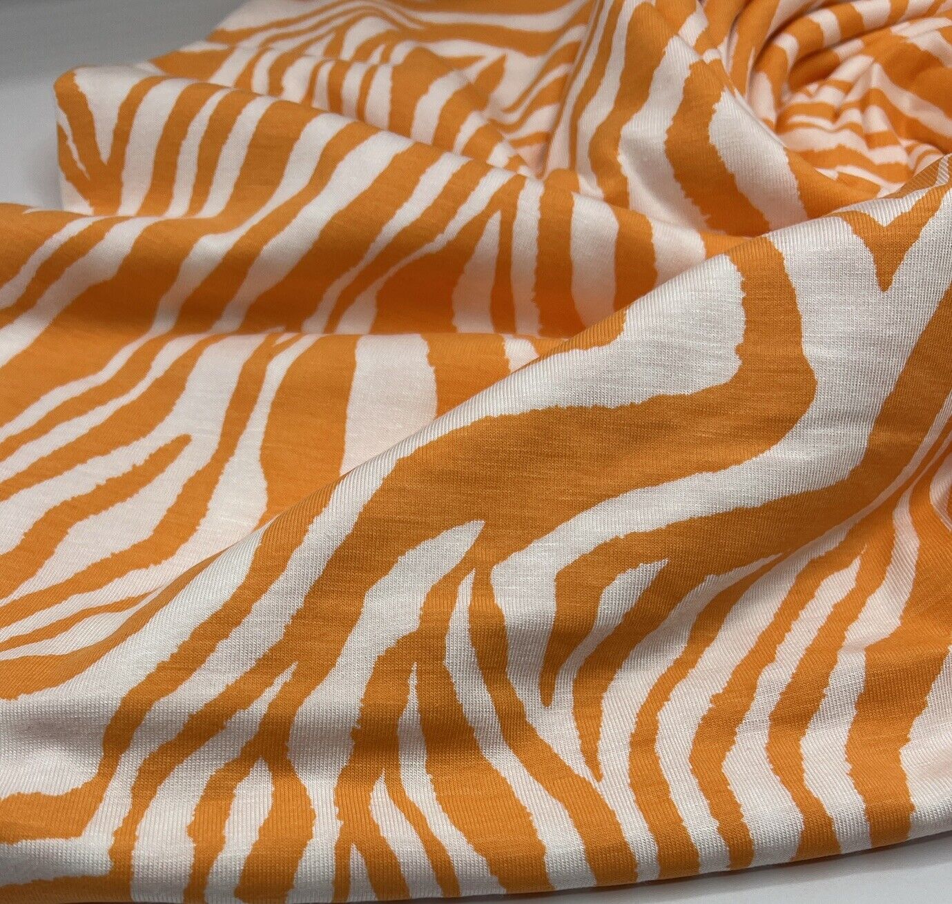 Orange Zebra Print Viscose Elastane Fabric - T9 Fabrics