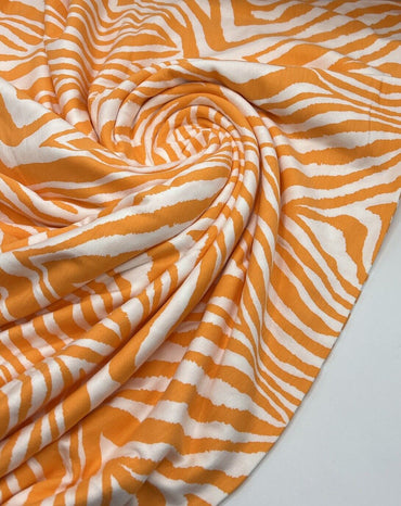 Orange Zebra Print Viscose Elastane Fabric - T9 Fabrics