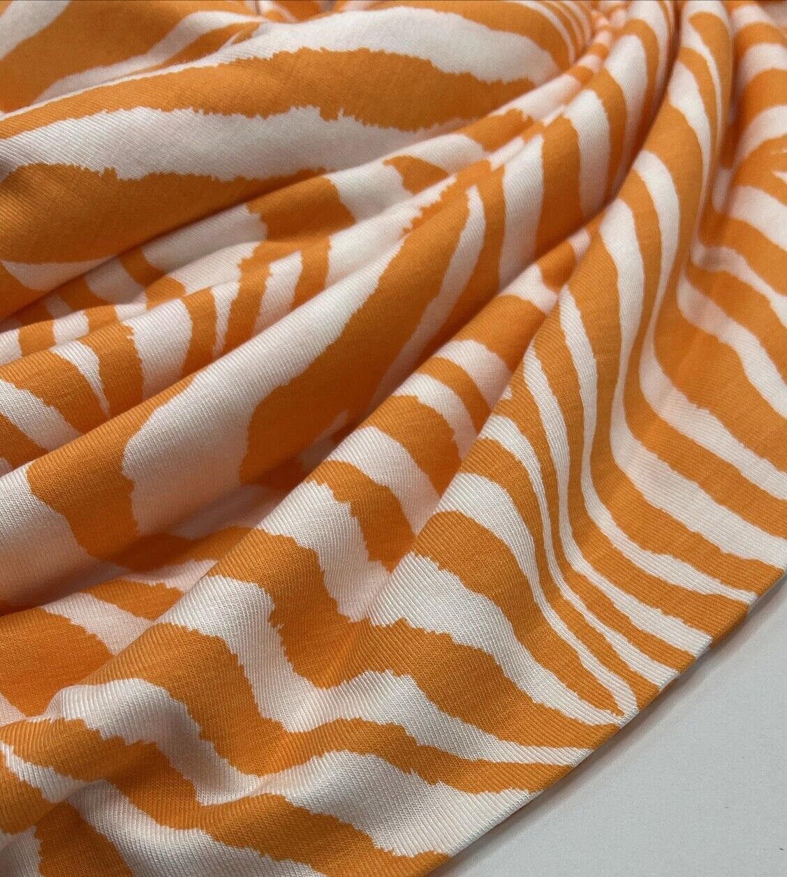 Orange Zebra Print Viscose Elastane Fabric - T9 Fabrics