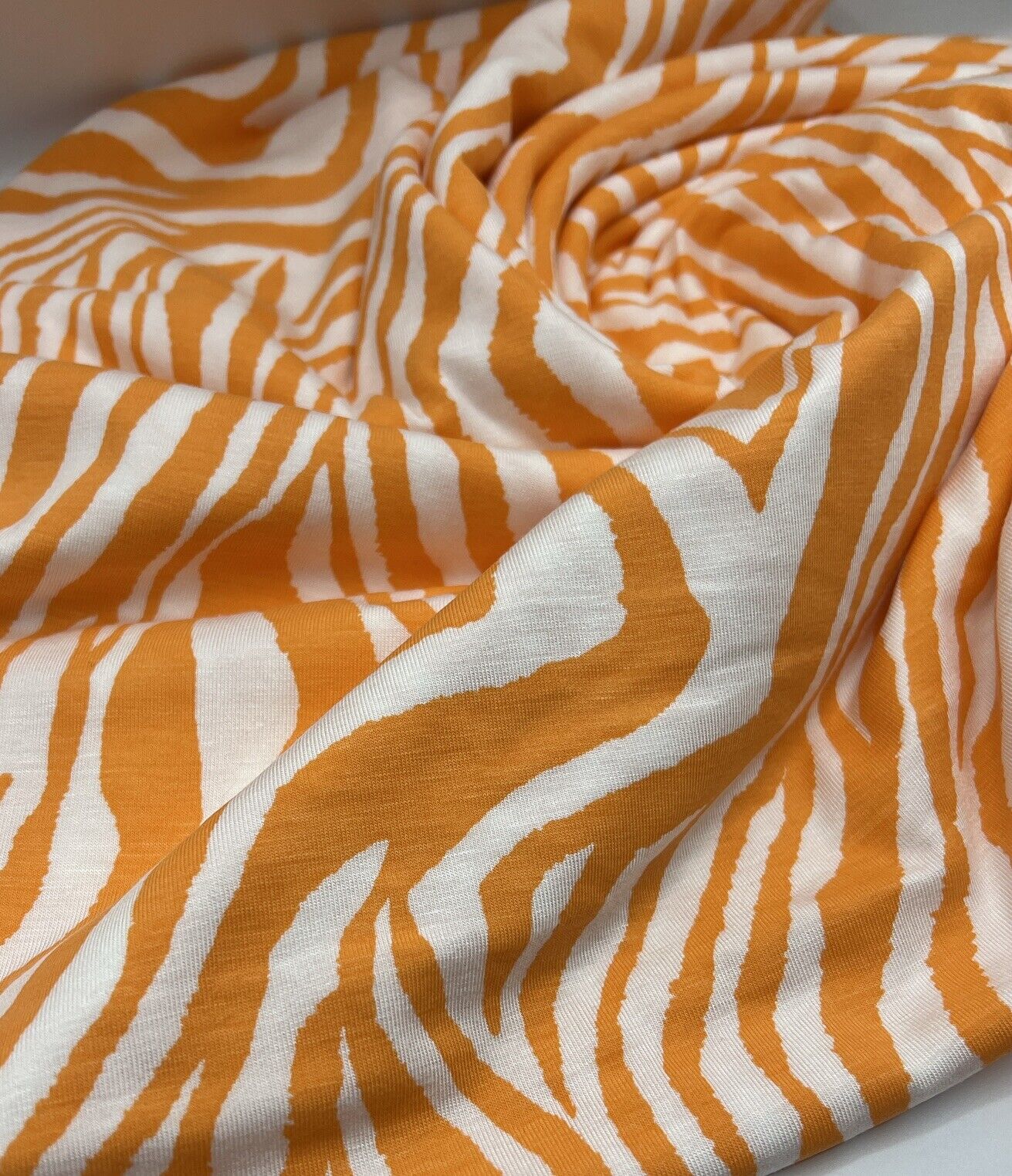 Orange Zebra Print Viscose Elastane Fabric - T9 Fabrics