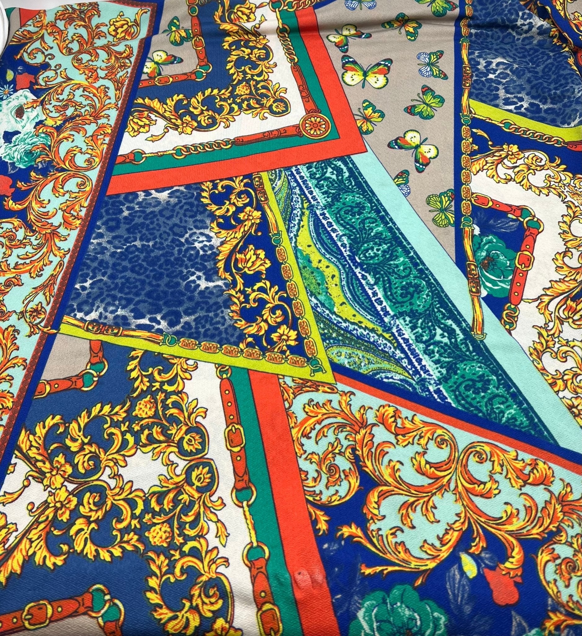 Paisley Multi Print Lightweight Jersey Crepe Fabric 4 Way Stretch - T9 Fabrics