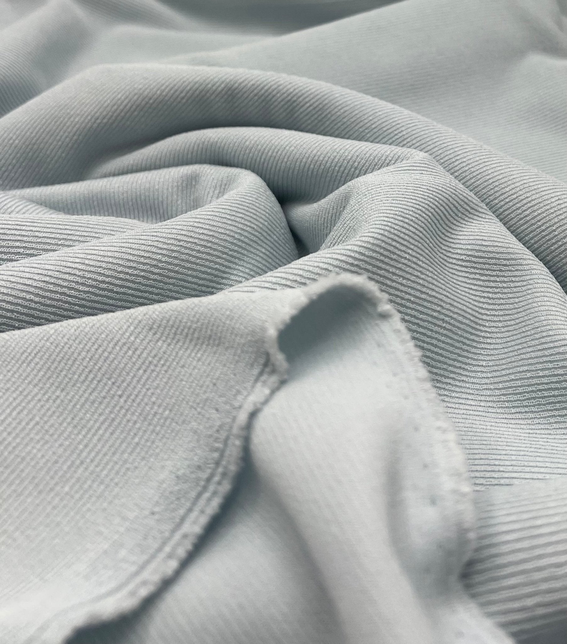 Pale Blue Thick Fine Rib Stretch Fabric - T9 Fabrics