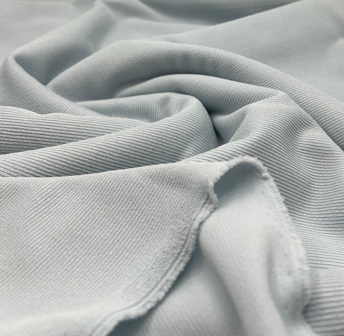 Pale Blue Thick Fine Rib Stretch Fabric - T9 Fabrics