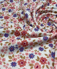 Pale Orange Ditsy Flower Print Spun Poly Stretch Fabric - T9 Fabrics