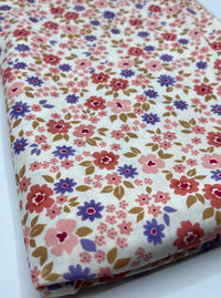 Pale Orange Ditsy Flower Print Spun Poly Stretch Fabric - T9 Fabrics