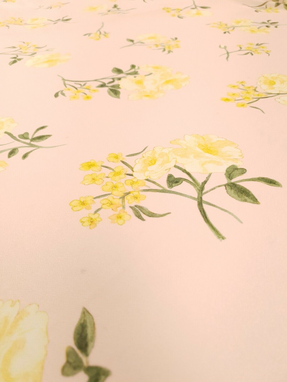 Pale Pink & Yellow Floral Print Lightweight Jersey Crepe Fabric 4 Way Stretch - T9 Fabrics