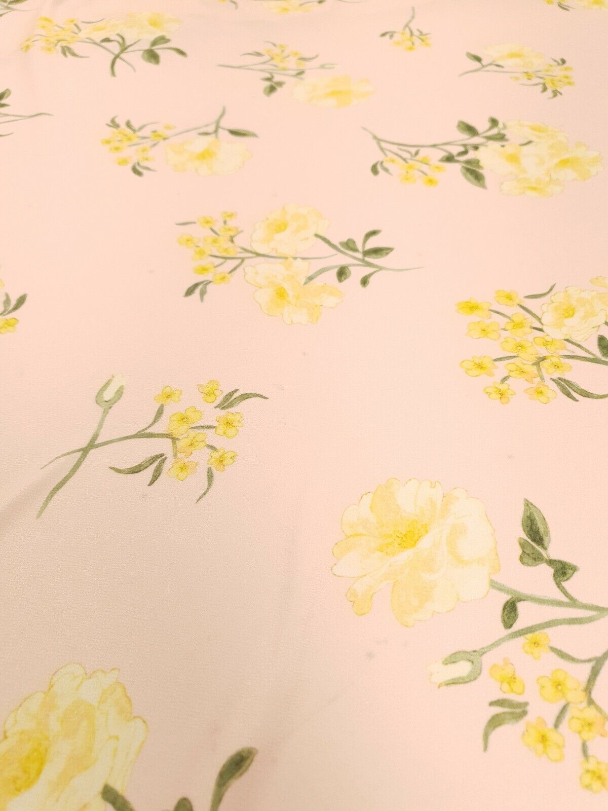 Pale Pink & Yellow Floral Print Lightweight Jersey Crepe Fabric 4 Way Stretch - T9 Fabrics