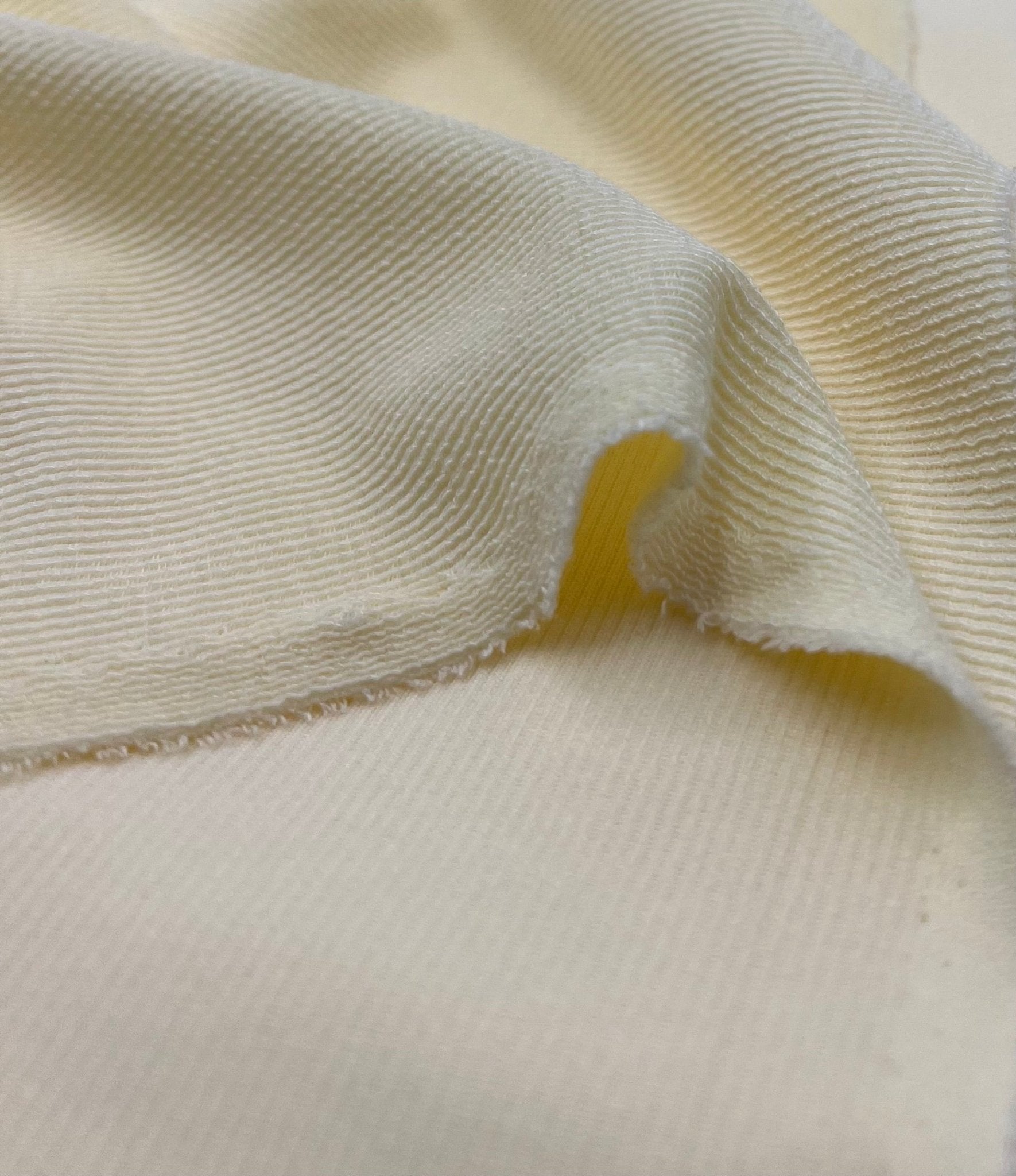 Pale Yellow Thick Fine Rib Stretch Fabric - T9 Fabrics