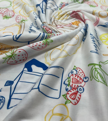 Pancake Breakfast Super Soft Print Spun Poly Stretch Fabric - T9 Fabrics