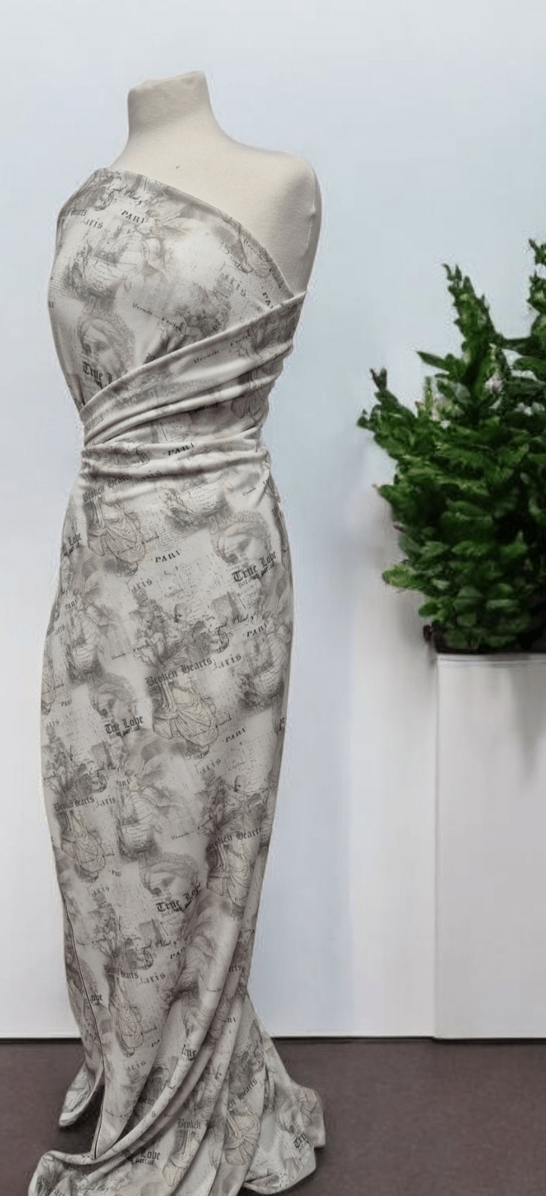Paris Print Lightweight Jersey Crepe Fabric 4 Way Stretch - T9 Fabrics