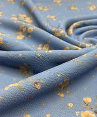 Pastel Blue Ditsy Floral Print Lightweight Bubble Crepe Fabric - T9 Fabrics