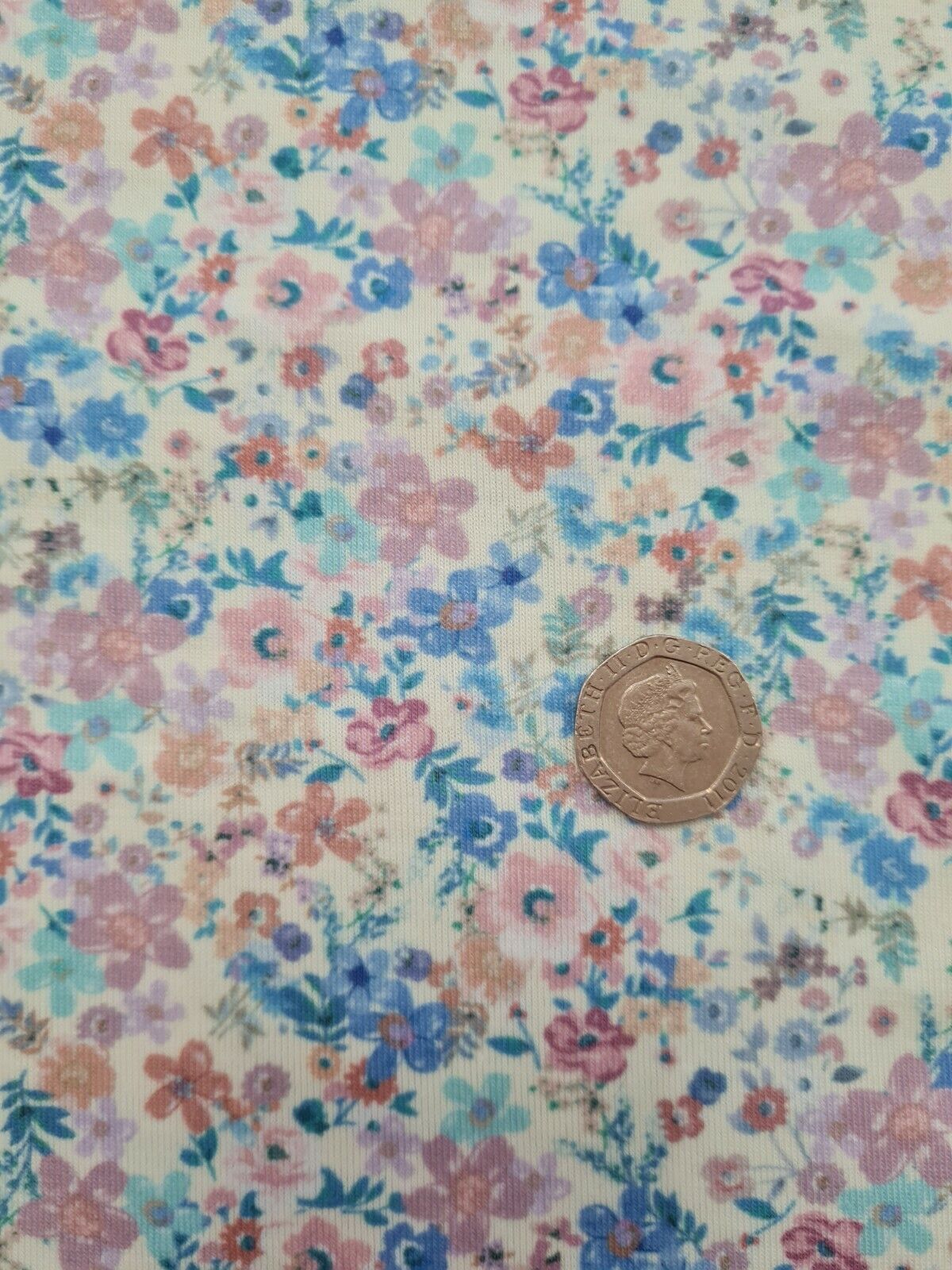 Pastel Ditsy Floral Print Spun Poly Stretch Fabric - T9 Fabrics