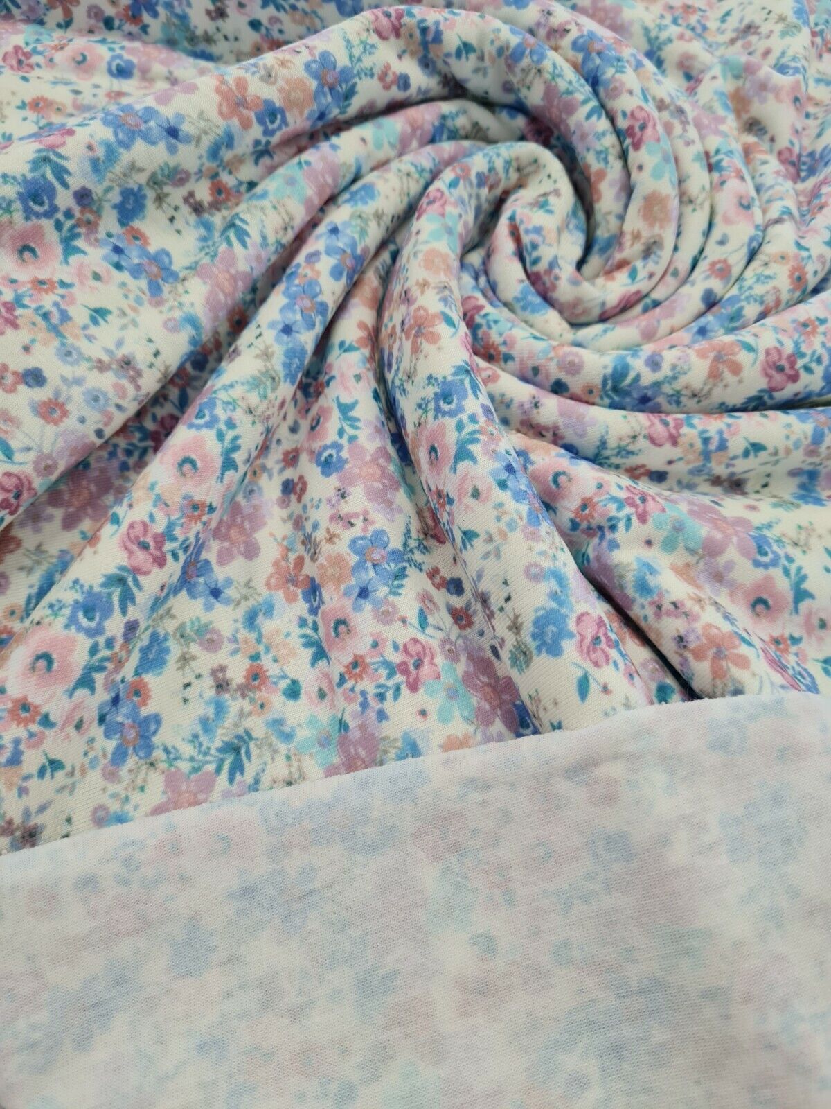 Pastel Ditsy Floral Print Spun Poly Stretch Fabric - T9 Fabrics