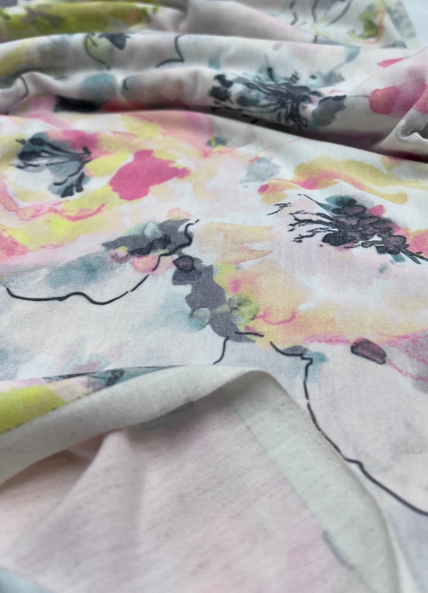 Pastel Floral Print Viscose Elastane Fabric - T9 Fabrics