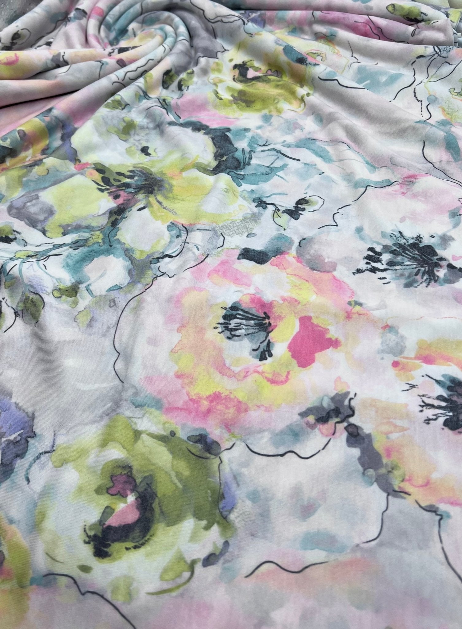 Pastel Floral Print Viscose Elastane Fabric - T9 Fabrics