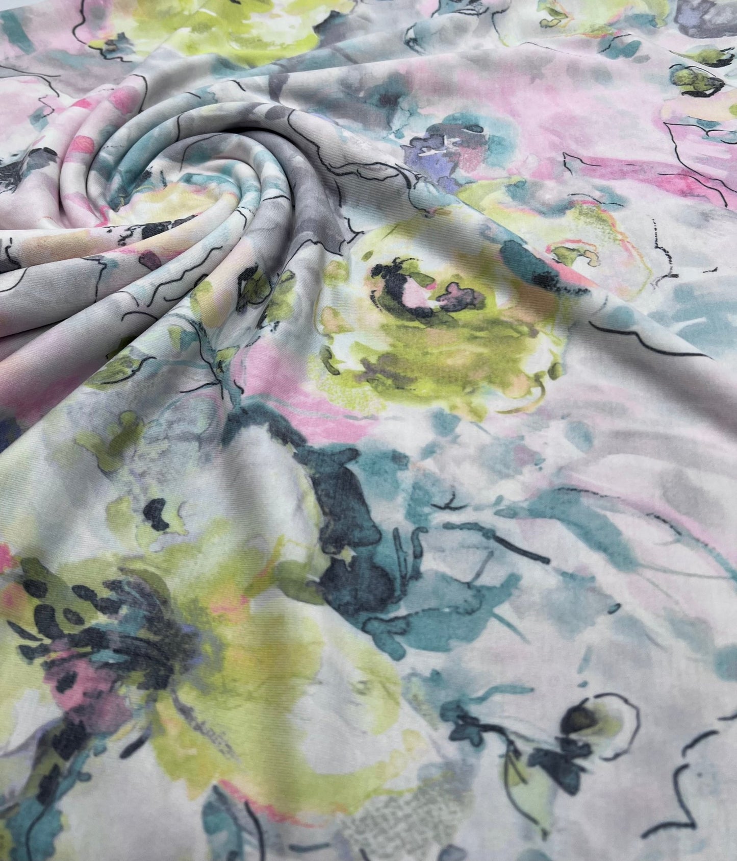 Pastel Floral Print Viscose Elastane Fabric - T9 Fabrics