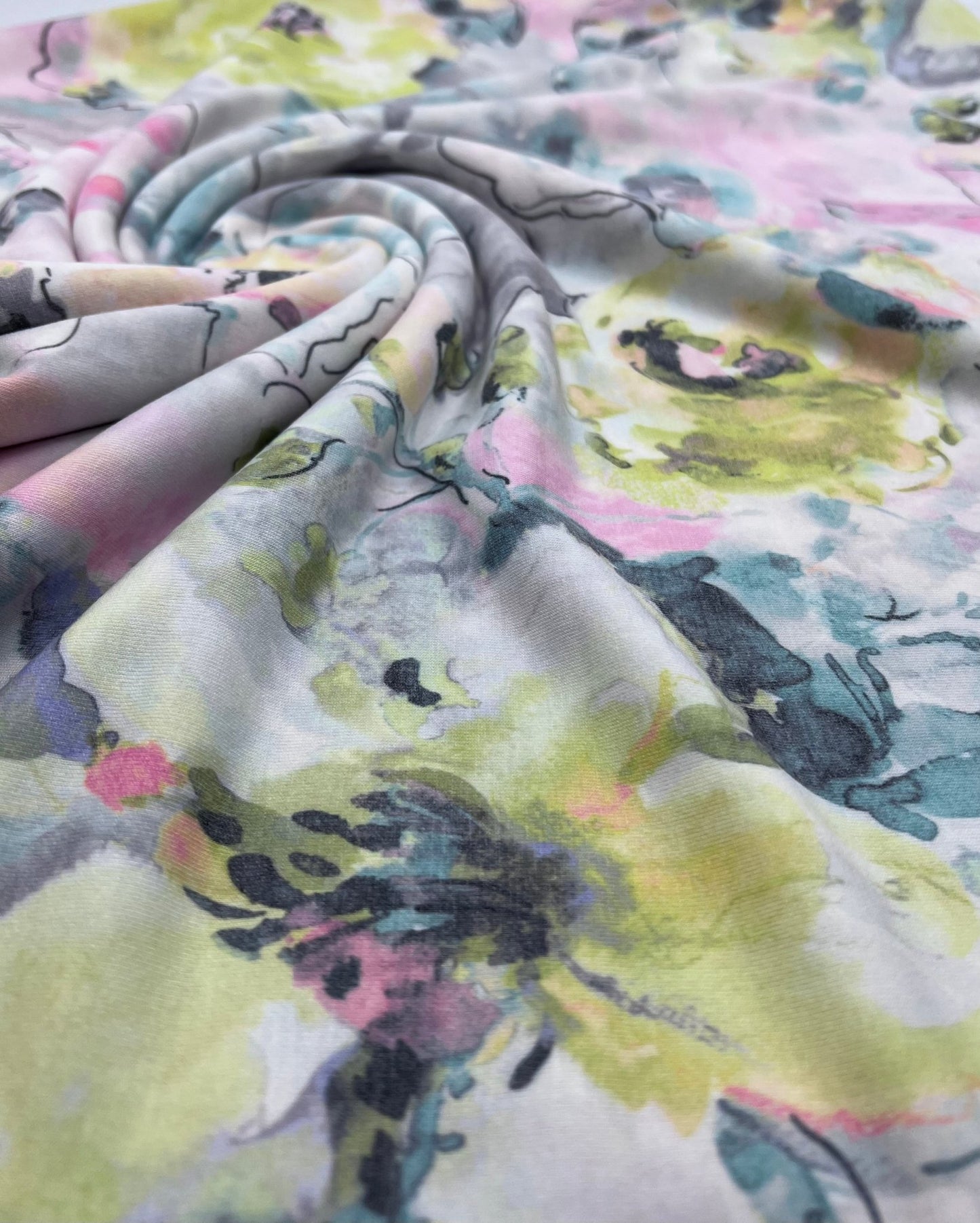 Pastel Floral Print Viscose Elastane Fabric - T9 Fabrics