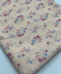 Pastel Yellow Ditsy Floral Print Lightweight Bubble Crepe Fabric - T9 Fabrics