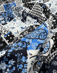 Patterned Lightweight Crinkle Crepe Non Stretch Fabric - T9 Fabrics